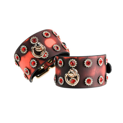 Luxurious thermochromic leather gem handcuffs QSX-HC-06