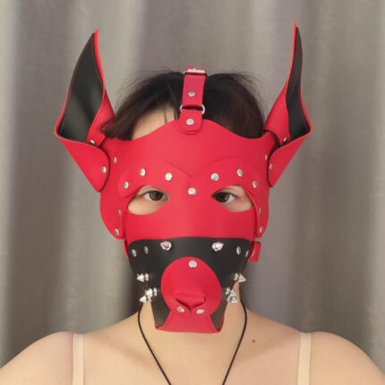 Leather dog head mask QSX-MZ-22-R